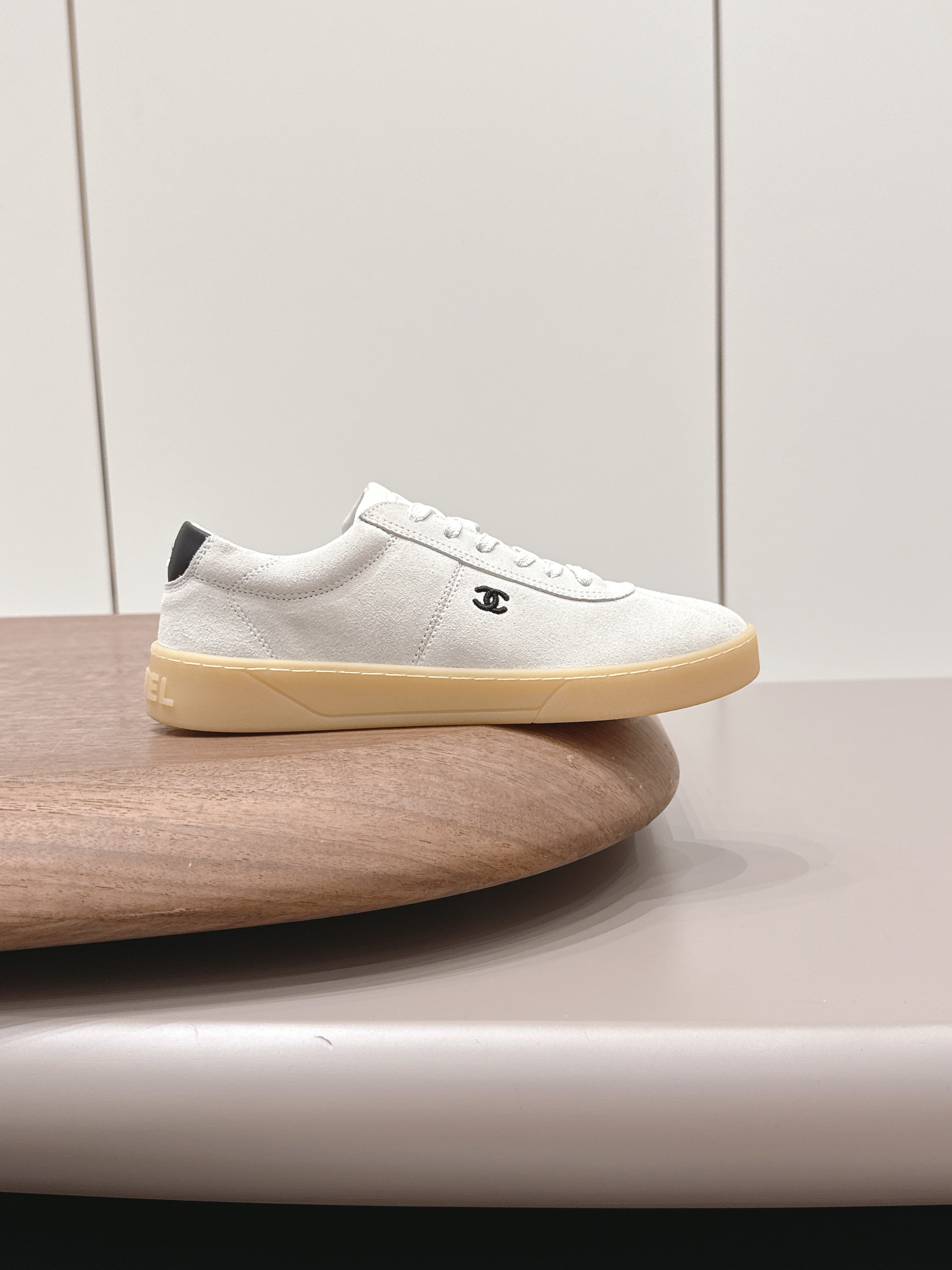 Chanel 26 Round Toe Platform Casual Shoes White in Suede 739429