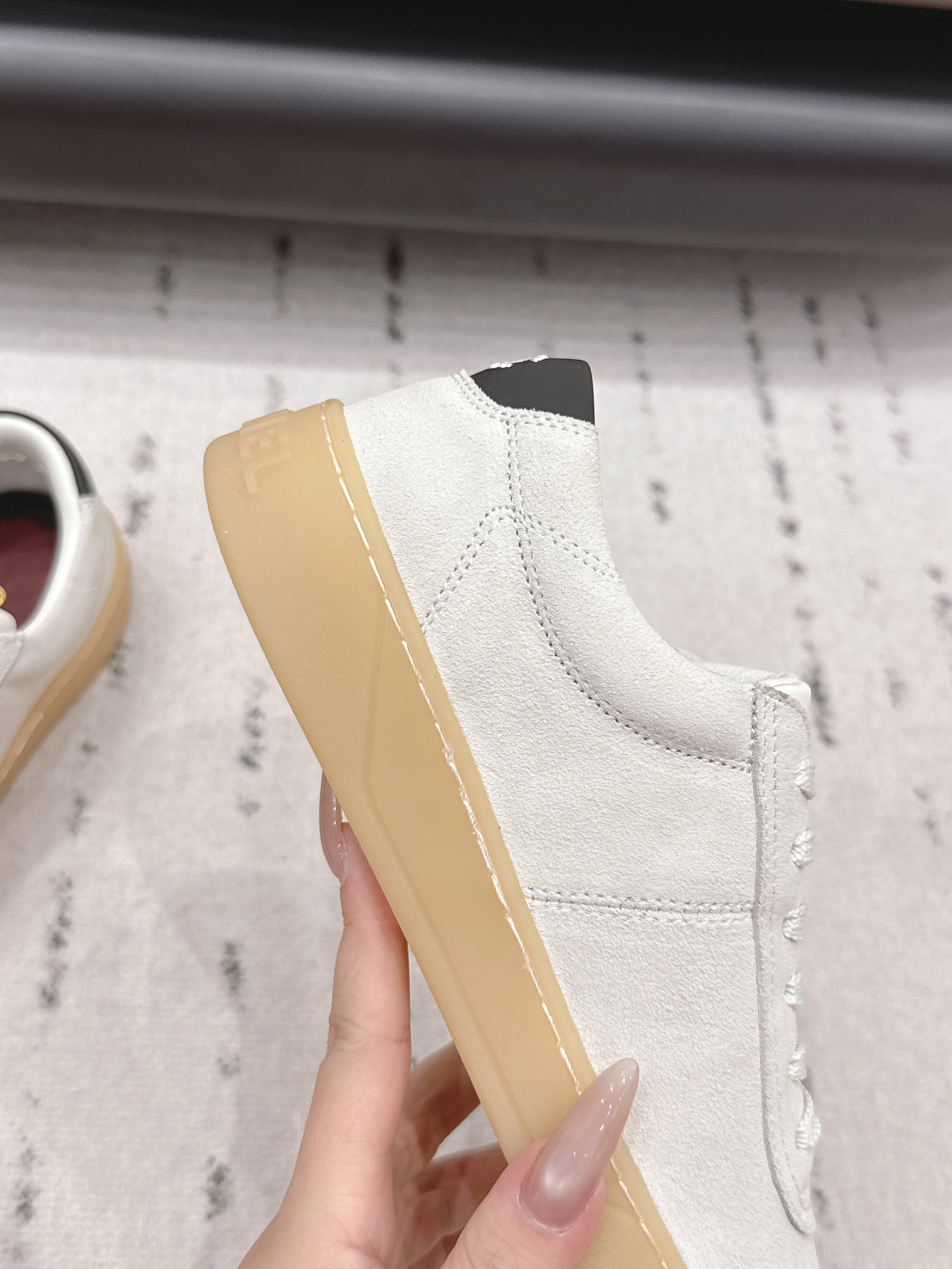 Chanel 26 Round Toe Platform Casual Shoes White in Suede 739429