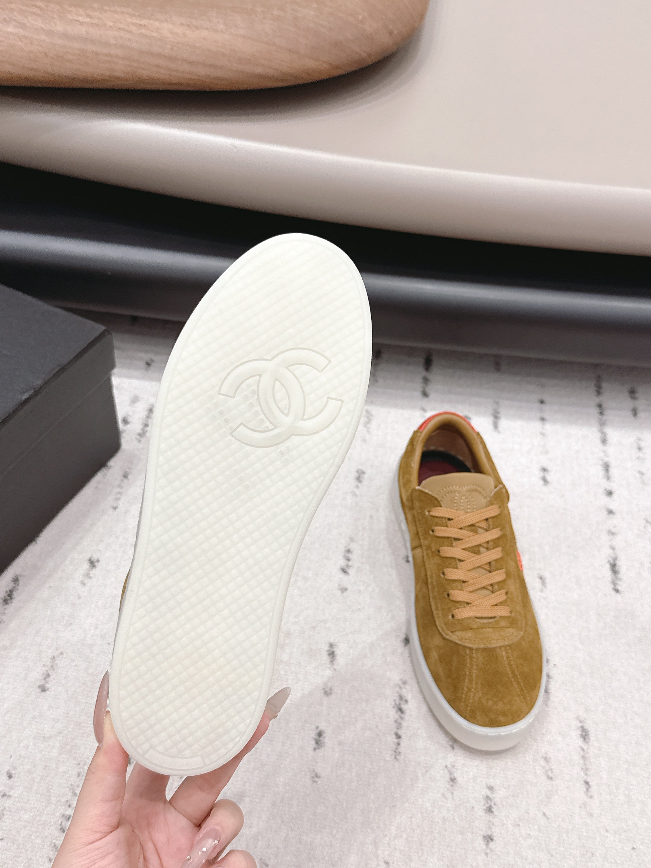 Chanel 26 Round Toe Platform Casual Shoes Camel in Suede 739428