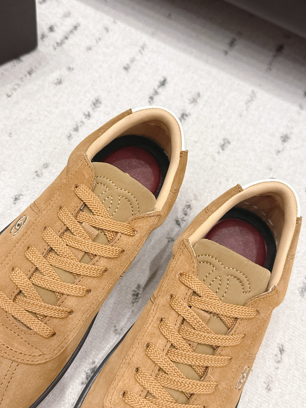 Chanel 26 Round Toe Platform Casual Shoes Light Camel in Suede 739427
