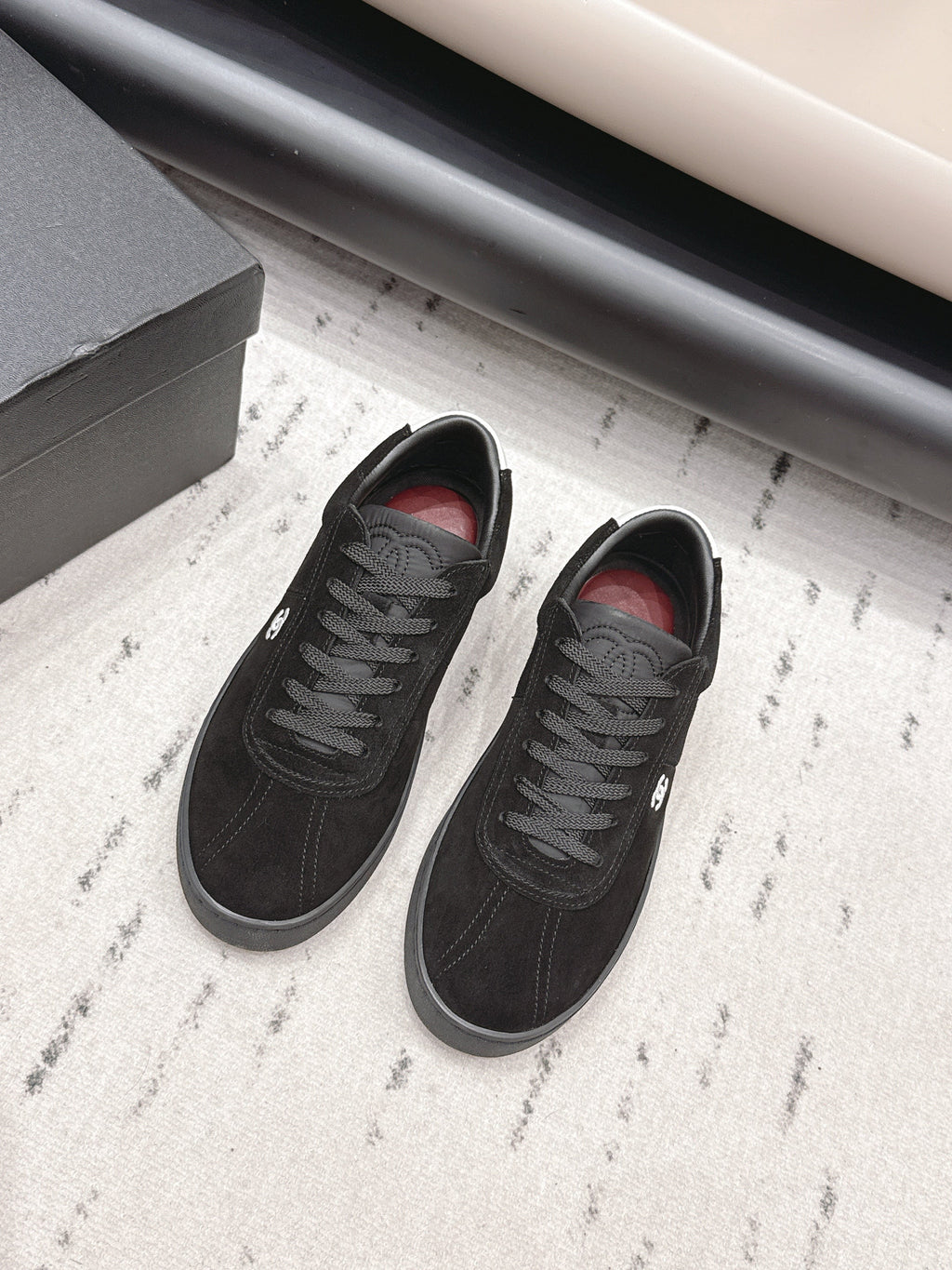 Chanel 26 Round Toe Platform Casual Shoes Black in Suede 739426