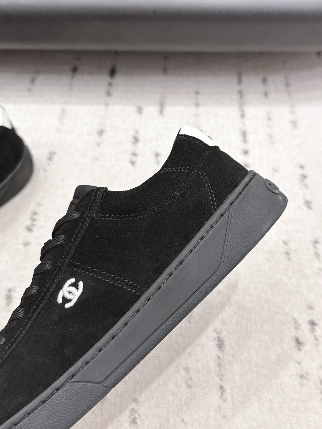 Chanel 26 Round Toe Platform Casual Shoes Black in Suede 739426