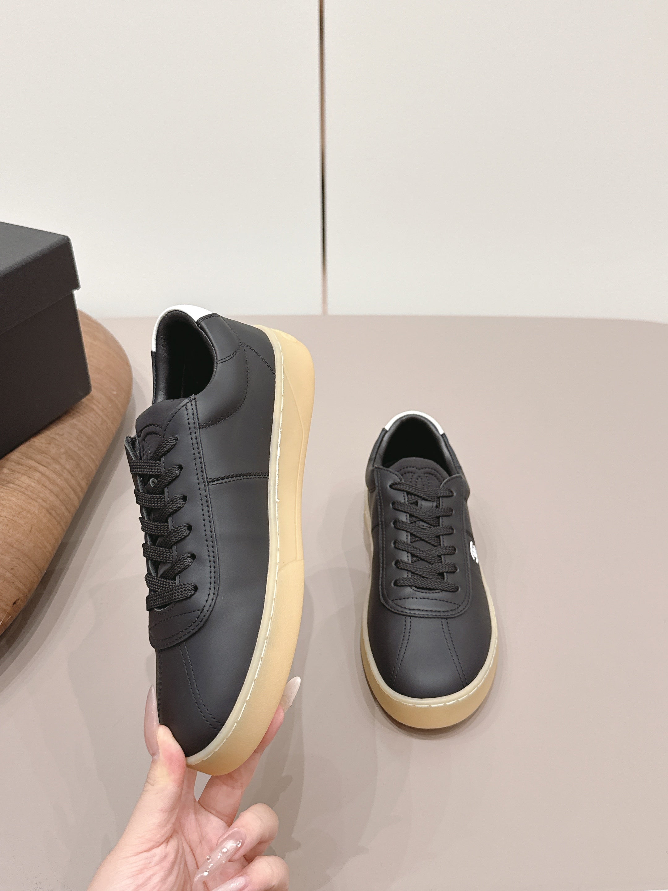 Chanel 26 Round Toe Platform Casual Shoes Black in Cowhide 739424