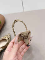 Gucci 26 Slingback 45mm Embossed Single Beige Brown in Jacquard Fabric 739364