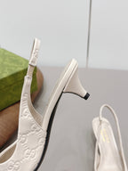 Gucci 26 Slingback 45mm Embossed Single Ivory in Lamskin 739363