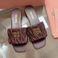 Miu Sandal Brown Matelassé Leather 739549