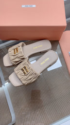 Miu Sandal Sand Beige Matelassé Leather 739551
