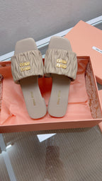 Miu Sandal Sand Beige Matelassé Leather 739551