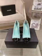 Chanel 26 Pumps Pearl Heel 80mm Turquoise in Calfskin 739573