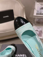 Chanel 26 Pumps Pearl Heel 80mm Turquoise in Calfskin 739573