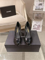 Chanel 26 Pumps Pearl Heel 80mm Black in Calfskin 739574
