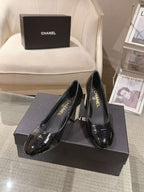 Chanel 26 Pumps Pearl Heel 80mm Black in Calfskin 739574