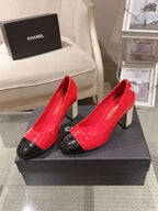 Chanel 26 Pumps Pearl Heel 80mm Red in Calfskin 739575