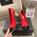 Chanel 26 Pumps Pearl Heel 80mm Red in Calfskin 739575