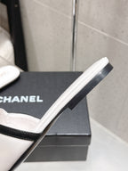 Chanel Double C Flat Slip-on Sandals White in Lambskin 740708