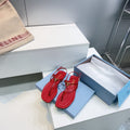 Prada Triangle Logo Sandal Red in Calfskin Patent Leather 741972