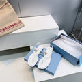 Prada Triangle Logo Sandal White in Calfskin Patent Leather 741973