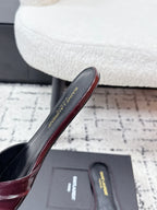 YSL Babylone Slides Burgundy in Cowhide 743657
