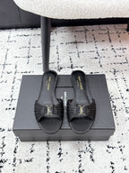 YSL Babylone Slides Black in Silk 743656