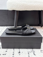 YSL Babylone Slides Black in Silk 743656
