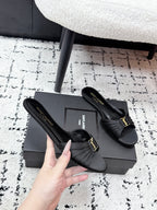 YSL Babylone Slides Black in Silk 743656