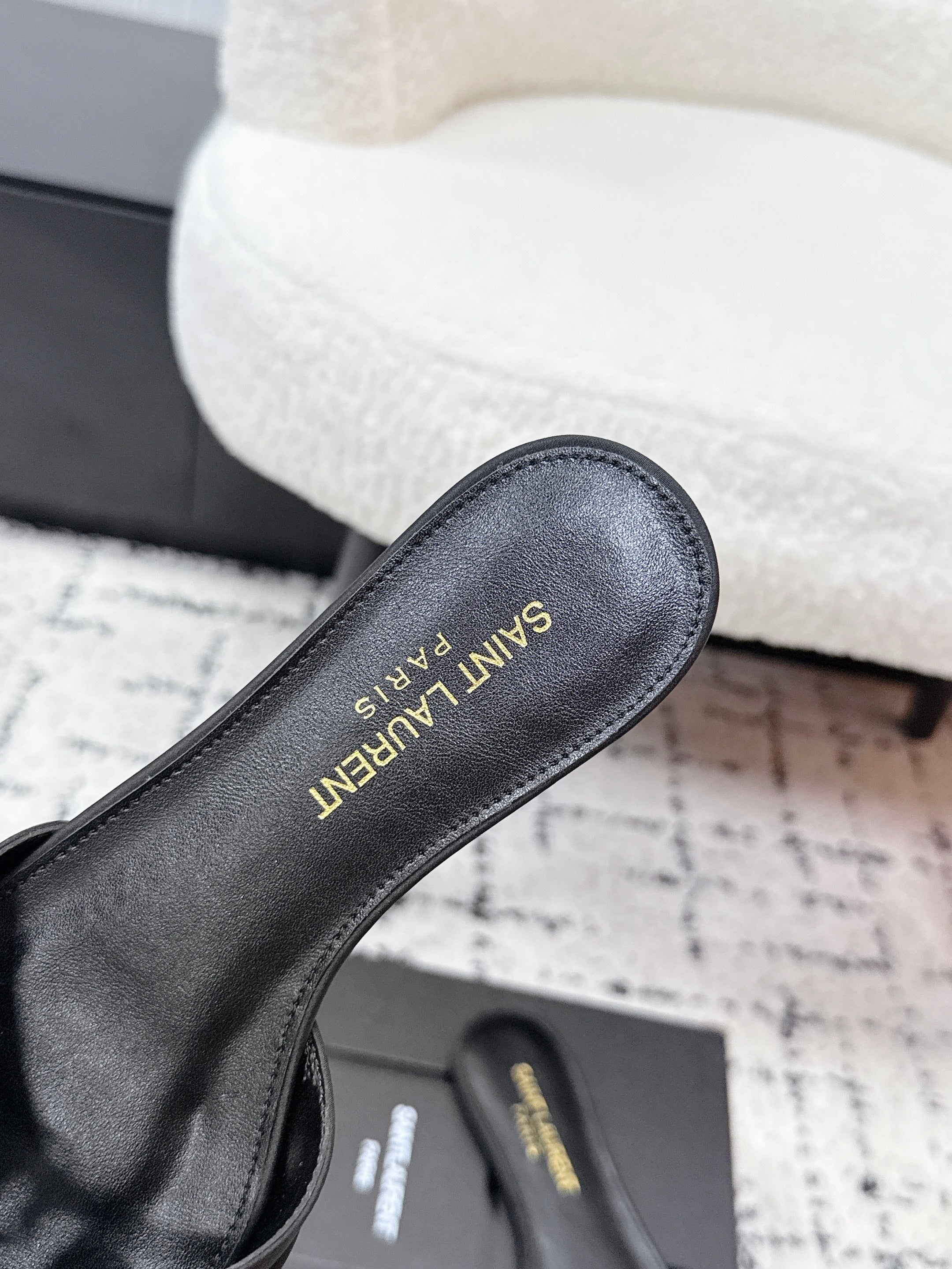YSL Babylone Slides Black in Silk 743656