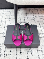 YSL Babylone Slides Pink in Silk 743655