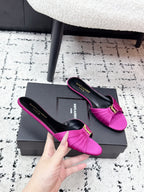 YSL Babylone Slides Pink in Silk 743655