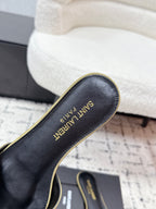YSL Babylone Slides Gold Champagne in Silk 743654