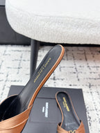 YSL Babylone Slides Brown in Silk 743653