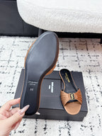 YSL Babylone Slides Brown in Silk 743653