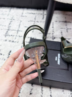 YSL Slingback High-Heeled 10.5 Dark Green in PVC Film 743651