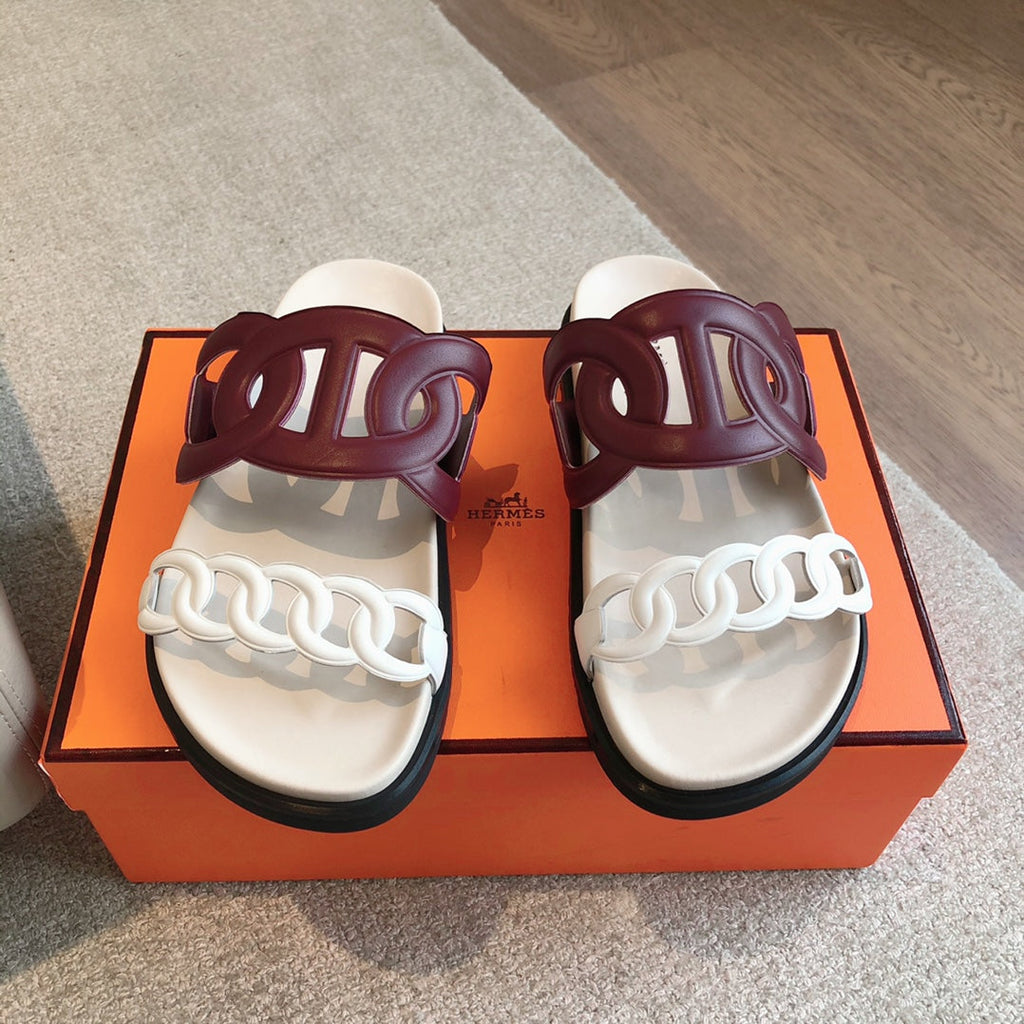 HM  Extra Sandal Burgundy White in Cowhide 743963