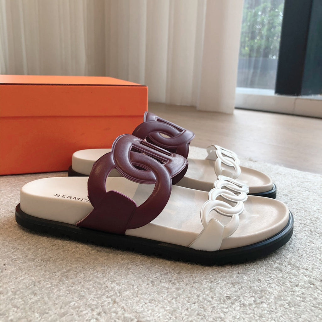 HM  Extra Sandal Burgundy White in Cowhide 743963