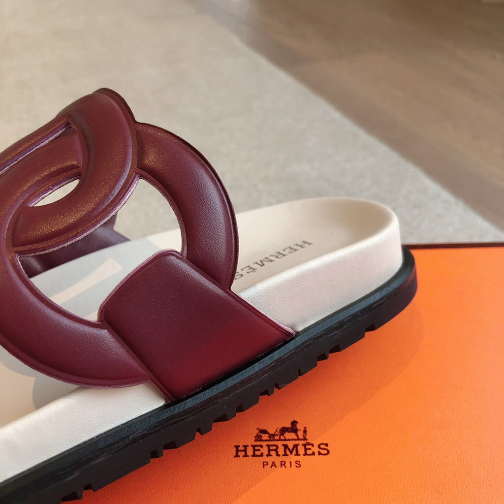 HM  Extra Sandal Burgundy White in Cowhide 743963