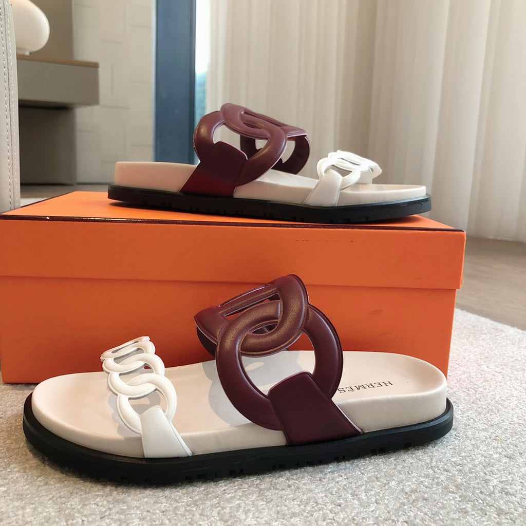 HM  Extra Sandal Burgundy White in Cowhide 743963