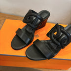 HM  Sandal 60 Black in Calfskin 743965