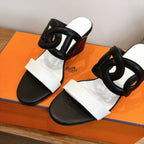 HM  Sandal 60 Black White in Calfskin 743966