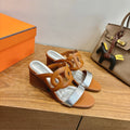 HM  Sandal 60 Light Brown Silver in Calfskin 743967