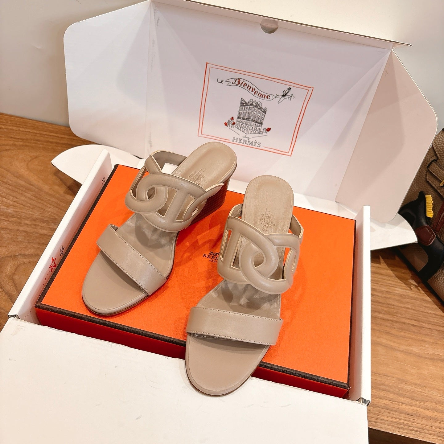 HM  Sandal 60 Beige in Calfskin 743968