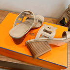 HM  Sandal 60 Beige in Calfskin 743968