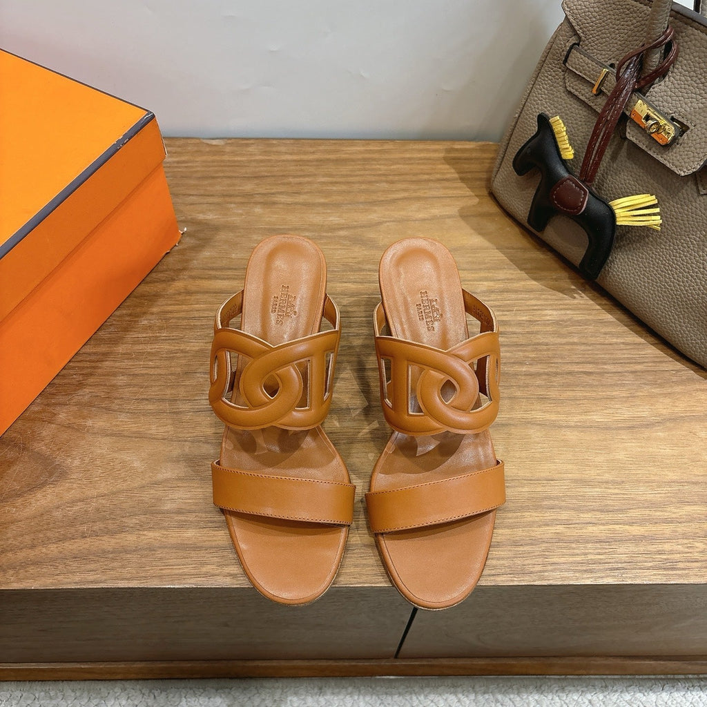 HM  Sandal 60 Brown in Calfskin 743969