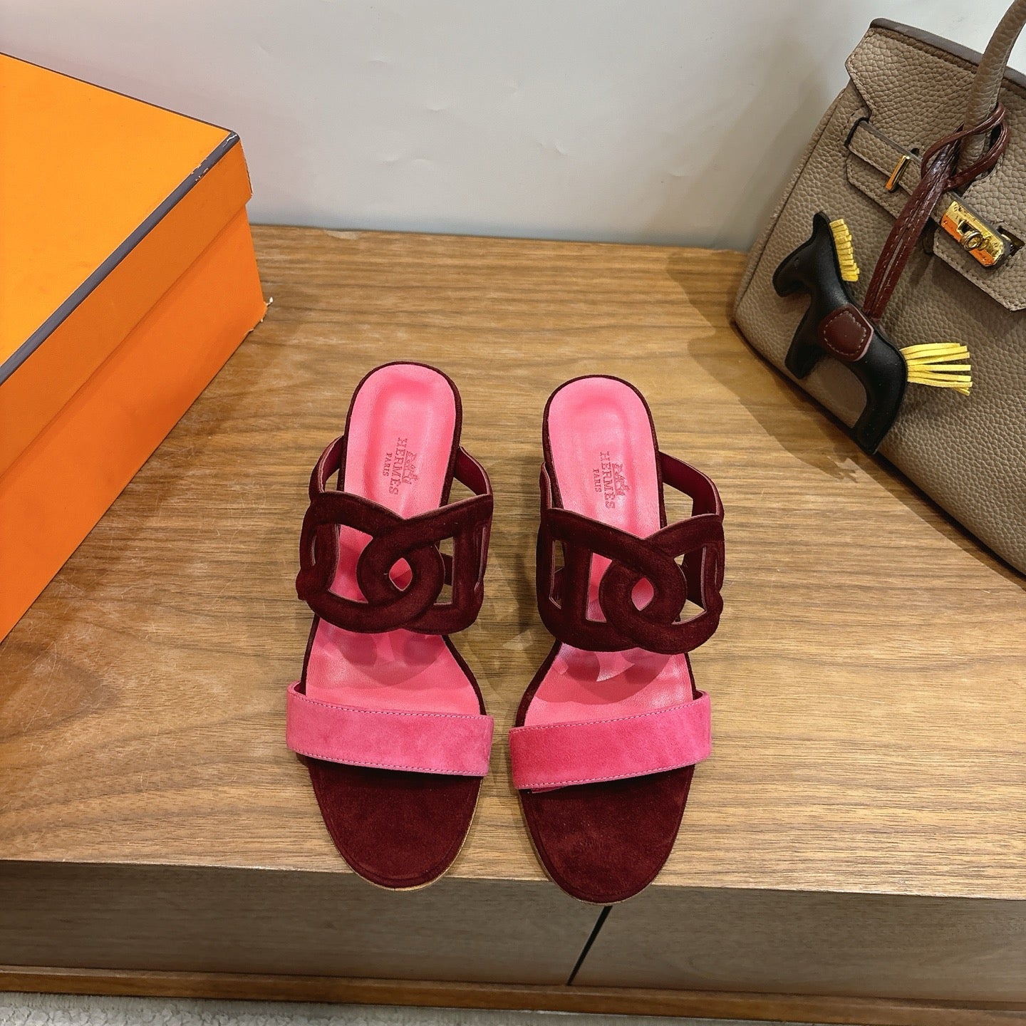 HM  Sandal 60 Burgundy Pink in Suede 743972