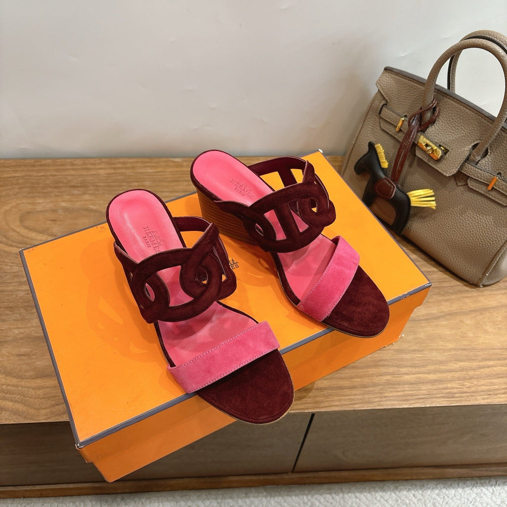 HM  Sandal 60 Burgundy Pink in Suede 743972