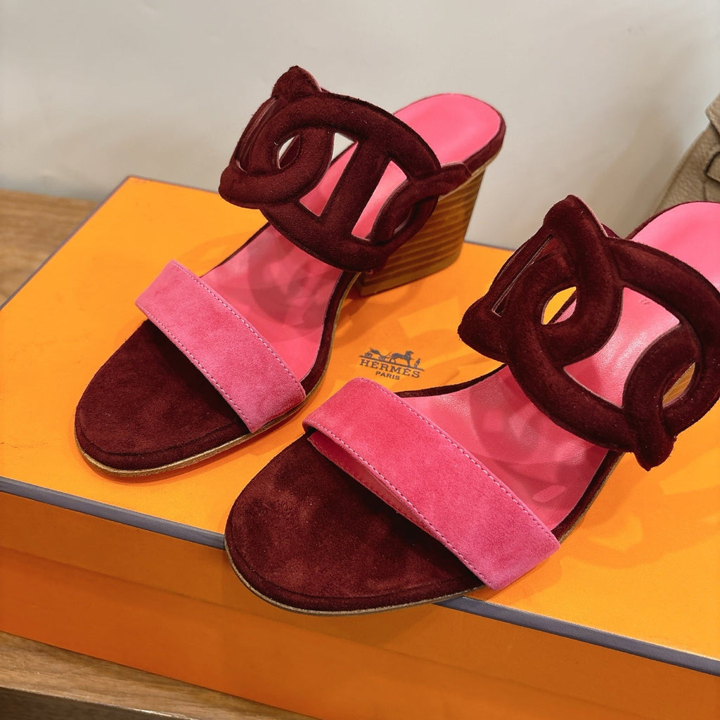 HM  Sandal 60 Burgundy Pink in Suede 743972