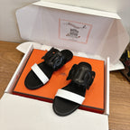 HM  Sandal Black White in Calfskin 743978