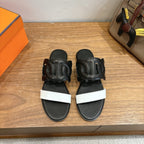 HM  Sandal Black White in Calfskin 743978