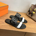 HM  Sandal Black White in Calfskin 743978