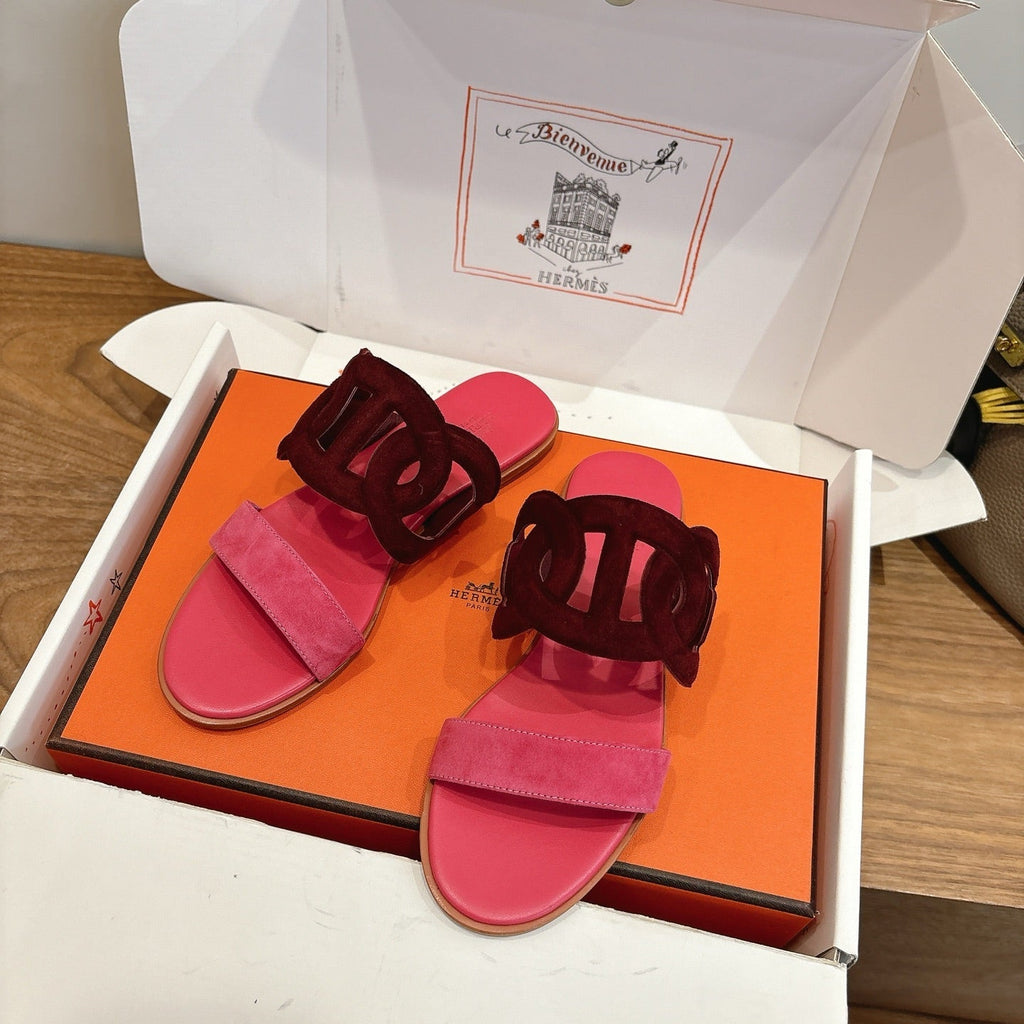 HM  Sandal Burgundy Pink in Suede 743981