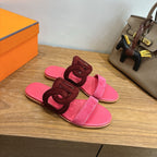 HM  Sandal Burgundy Pink in Suede 743981